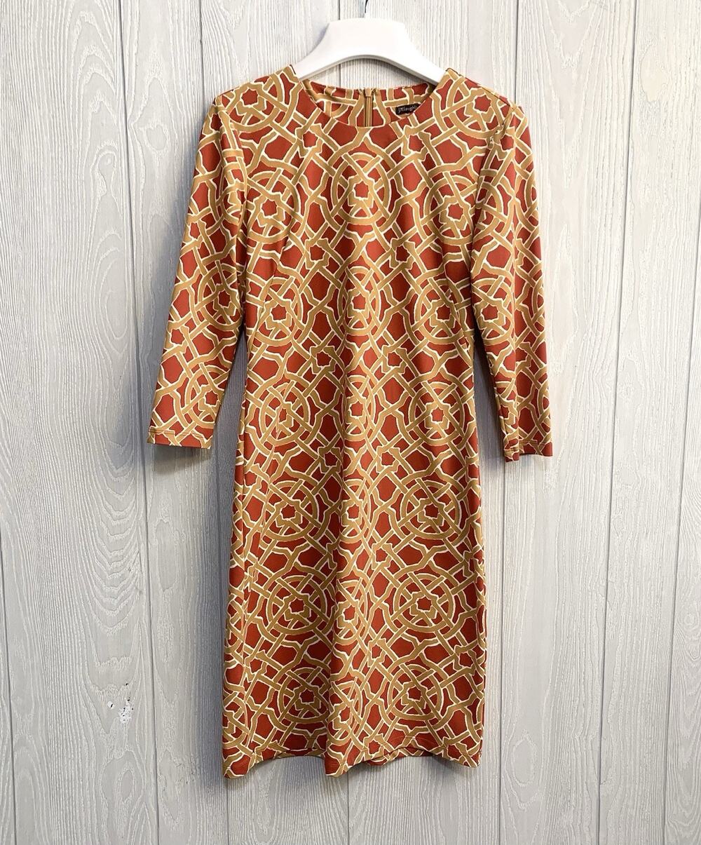 J. McLaughlin Catalina Cloth Sophia Dress Rust Gold XS
